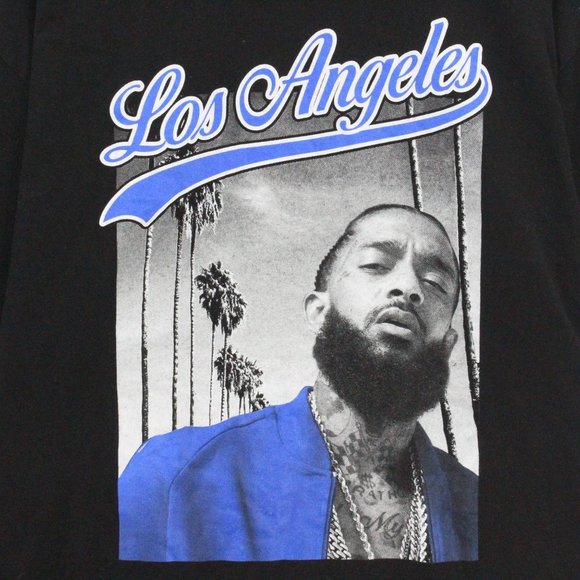 Vintage Nipsey Hussle T-Shirt Black Short Sleeve Crewneck Big Graphic Logo Sz XL - Picture 4 of 8